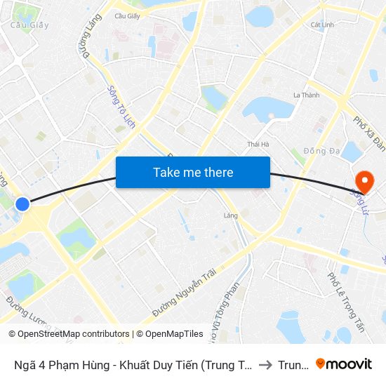 Ngã 4 Phạm Hùng - Khuất Duy Tiến (Trung Tâm Hội Nghị Quốc Gia) to Trung Tự map