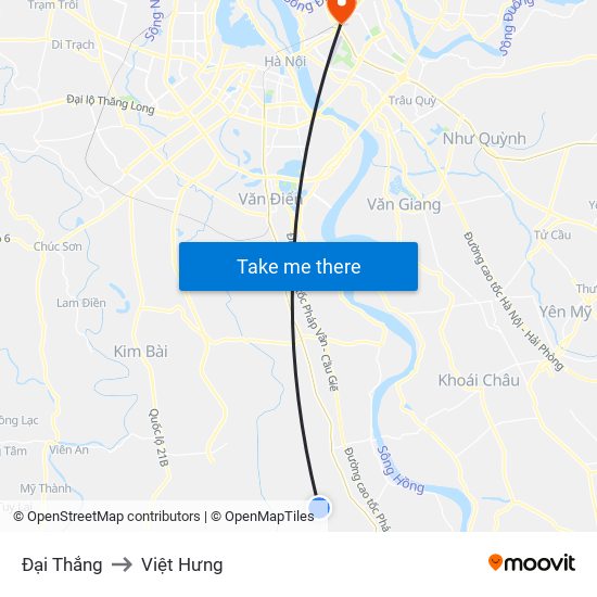 Đại Thắng to Việt Hưng map