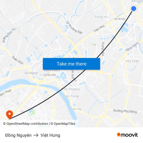 Đồng Nguyên to Việt Hưng map