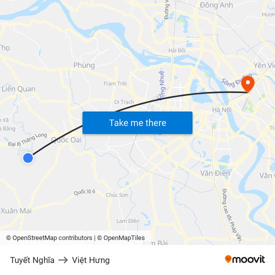 Tuyết Nghĩa to Việt Hưng map