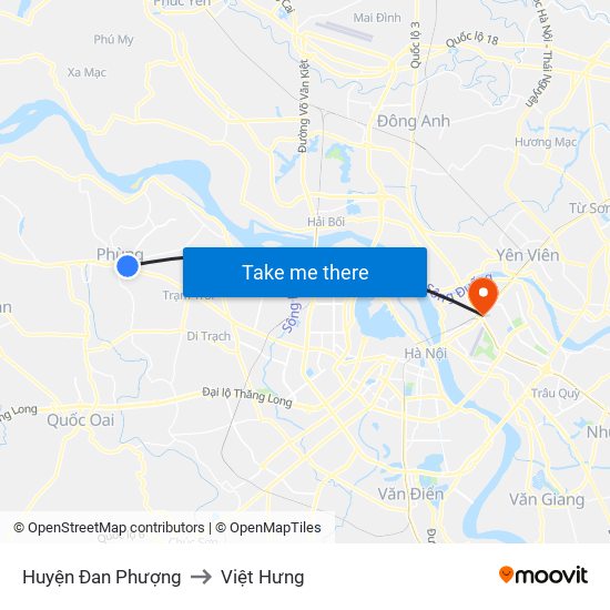 Huyện Đan Phượng to Việt Hưng map