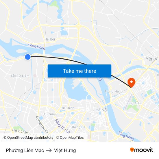 Phường Liên Mạc to Việt Hưng map