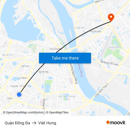 Quận Đống Đa to Việt Hưng map