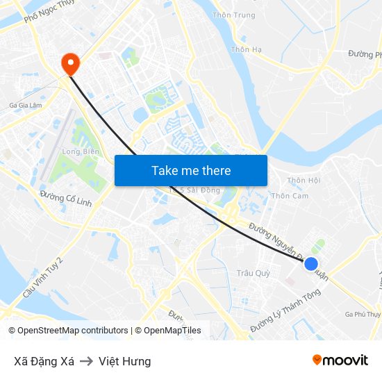 Xã Đặng Xá to Việt Hưng map