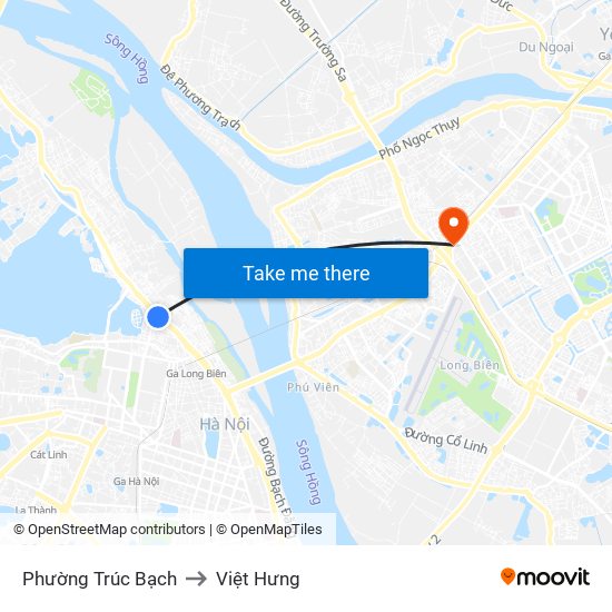 Phường Trúc Bạch to Việt Hưng map