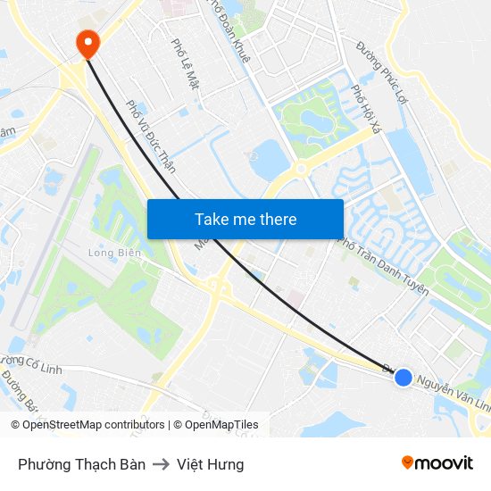 Phường Thạch Bàn to Việt Hưng map