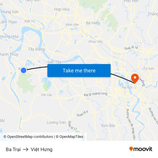 Ba Trại to Việt Hưng map