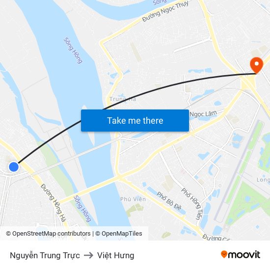 Nguyễn Trung Trực to Việt Hưng map