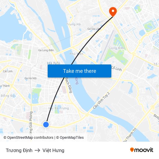 Trương Định to Việt Hưng map