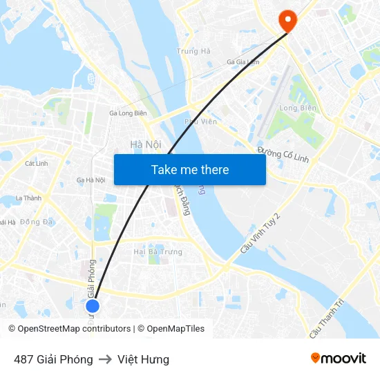 487 Giải Phóng to Việt Hưng map