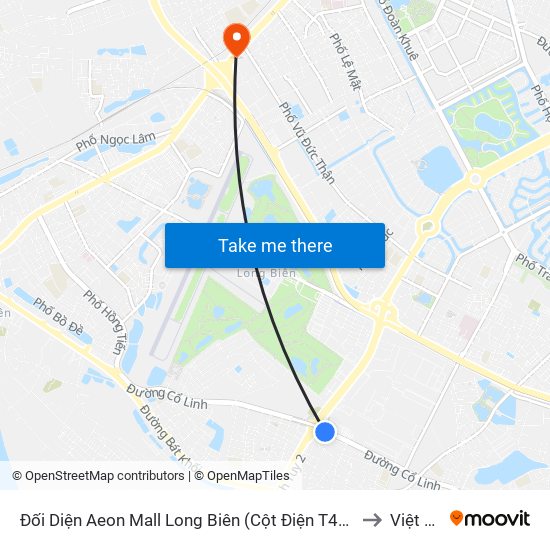 Đối Diện Aeon Mall Long Biên (Cột Điện T4a/2a-B Đường Cổ Linh) to Việt Hưng map