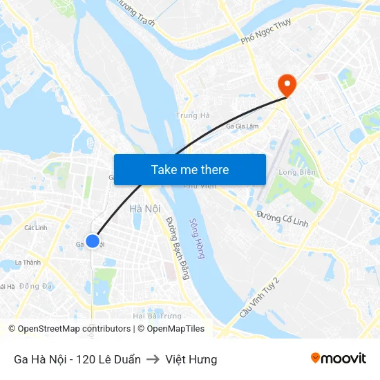 Ga Hà Nội - 120 Lê Duẩn to Việt Hưng map