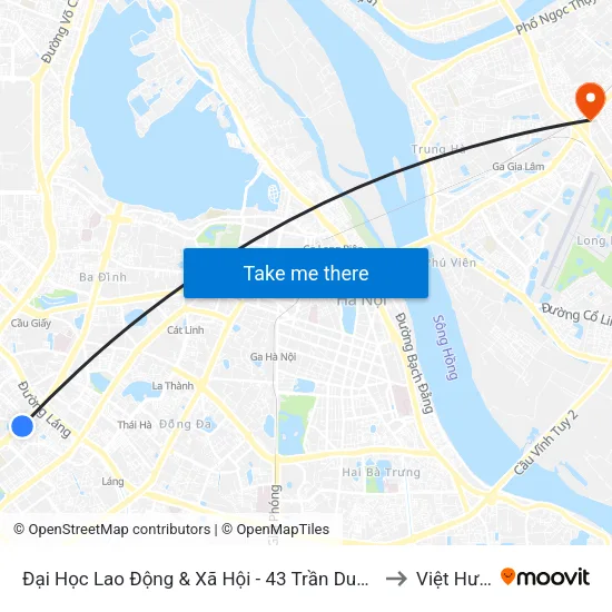 Đại Học Lao Động & Xã Hội - 43 Trần Duy Hưng to Việt Hưng map