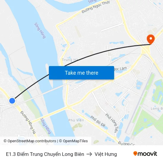 E1.3 Điểm Trung Chuyển Long Biên to Việt Hưng map