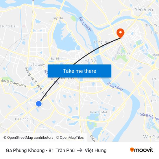 Ga Phùng Khoang - 81 Trần Phú to Việt Hưng map