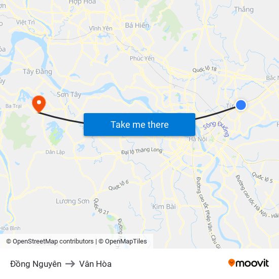 Đồng Nguyên to Vân Hòa map