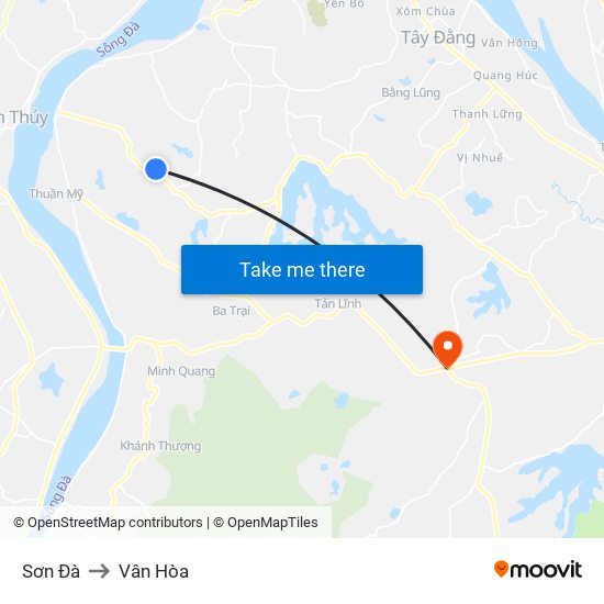 Sơn Đà to Vân Hòa map