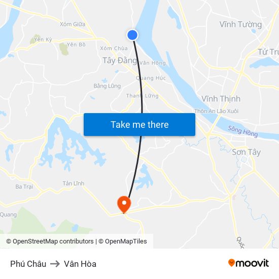 Phú Châu to Vân Hòa map