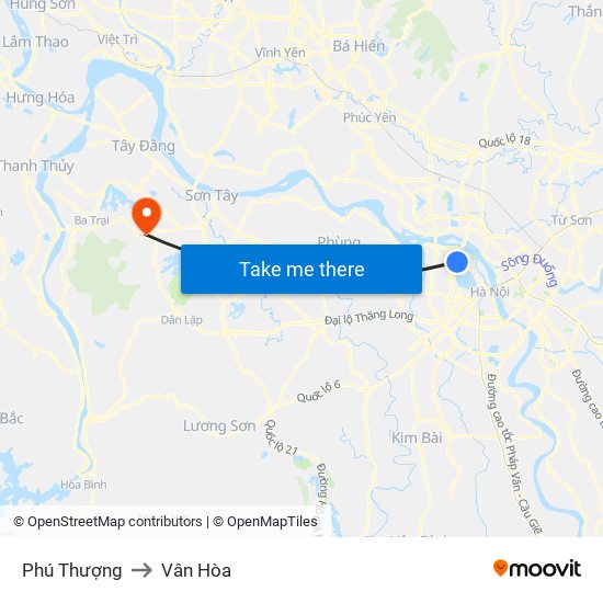 Phú Thượng to Vân Hòa map