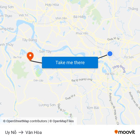 Uy Nỗ to Vân Hòa map
