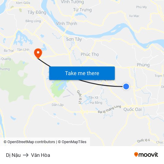 Dị Nậu to Vân Hòa map