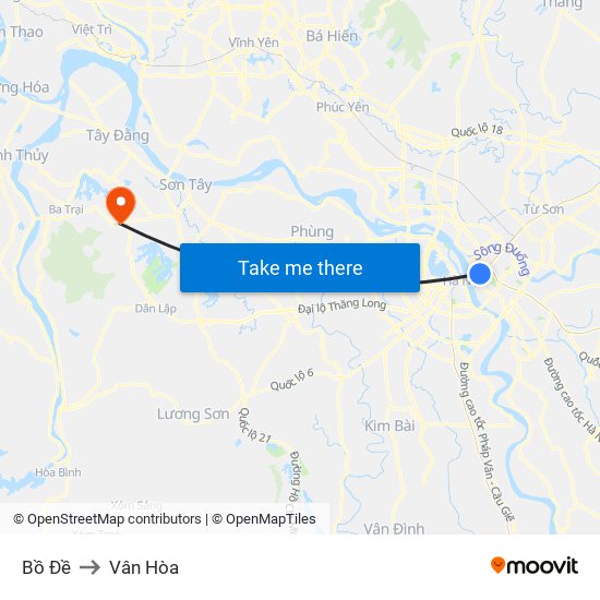 Bồ Đề to Vân Hòa map