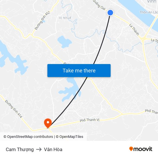 Cam Thượng to Vân Hòa map