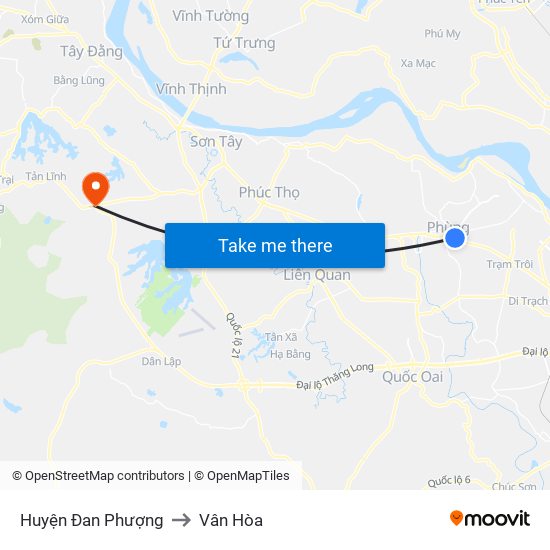 Huyện Đan Phượng to Vân Hòa map