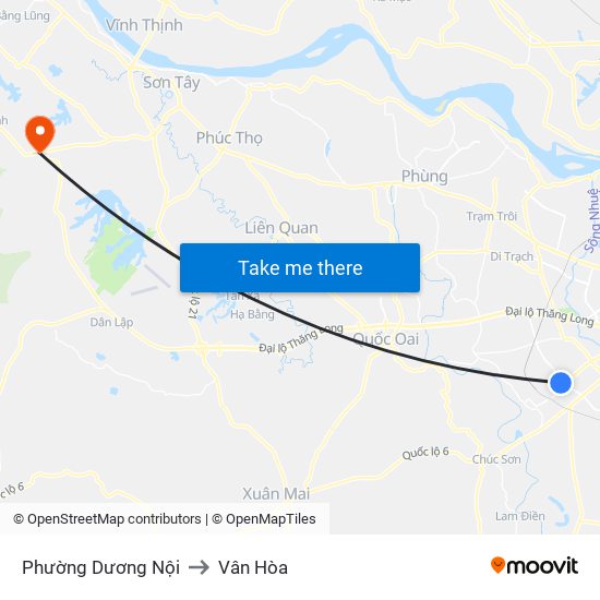 Phường Dương Nội to Vân Hòa map