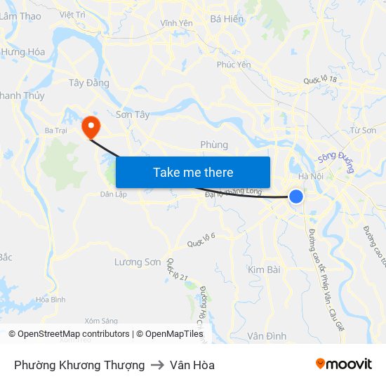 Phường Khương Thượng to Vân Hòa map