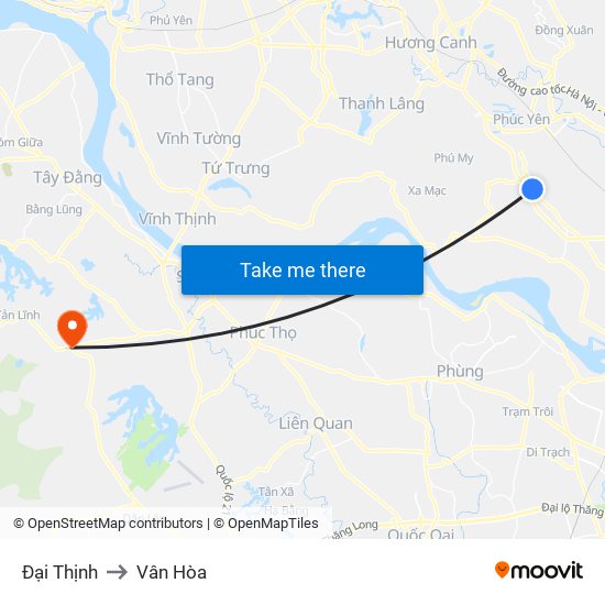 Đại Thịnh to Vân Hòa map