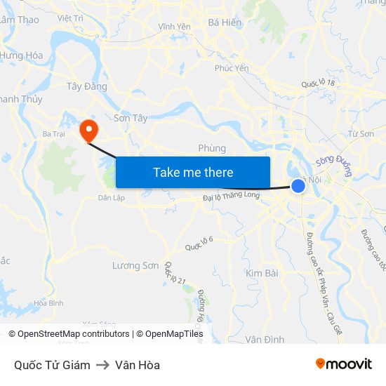 Quốc Tử Giám to Vân Hòa map