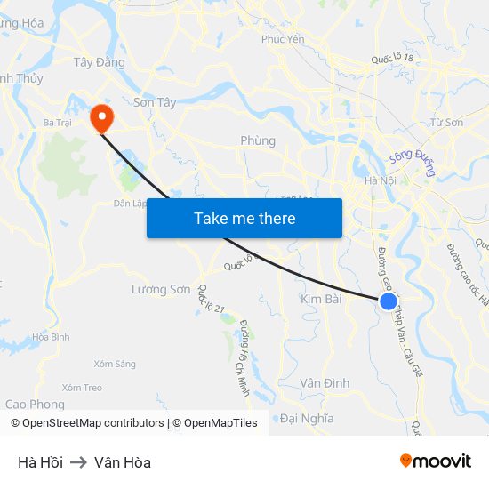 Hà Hồi to Vân Hòa map