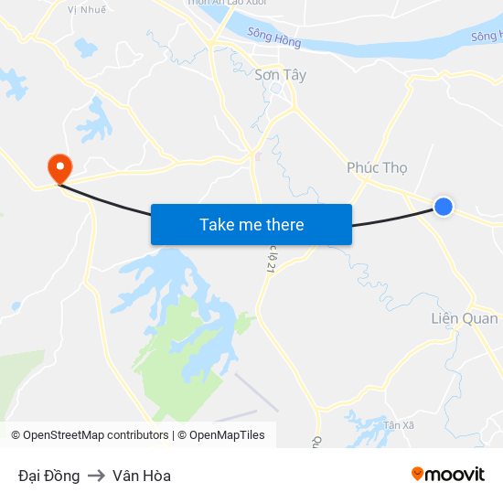 Đại Đồng to Vân Hòa map