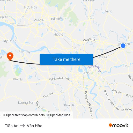 Tiền An to Vân Hòa map