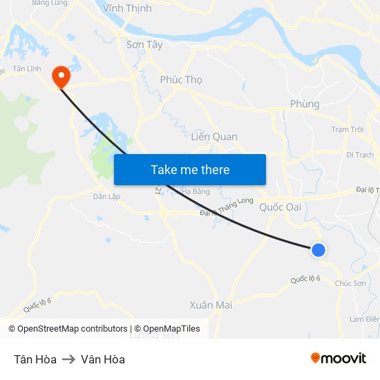 Tân Hòa to Vân Hòa map