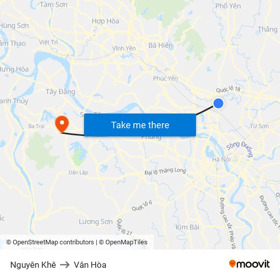 Nguyên Khê to Vân Hòa map