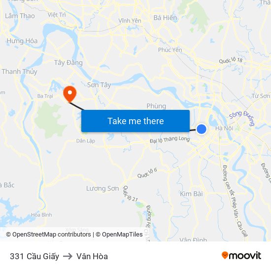 331 Cầu Giấy to Vân Hòa map