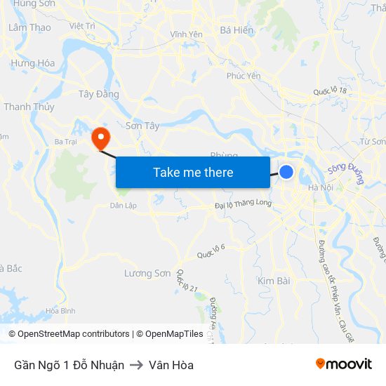 Gần Ngõ 1 Đỗ Nhuận to Vân Hòa map