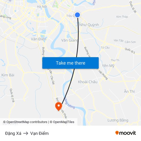 Đặng Xá to Vạn Điểm map