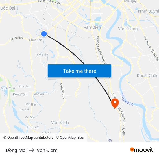 Đồng Mai to Vạn Điểm map