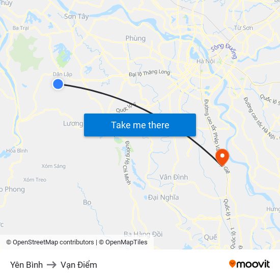 Yên Bình to Vạn Điểm map