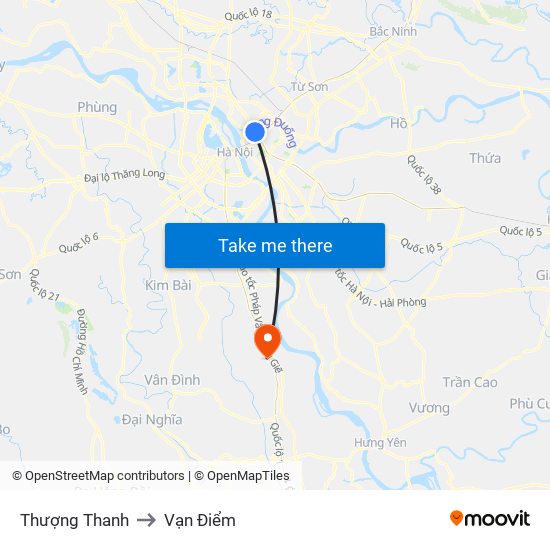 Thượng Thanh to Vạn Điểm map