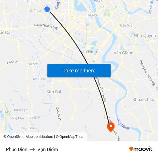 Phúc Diễn to Vạn Điểm map