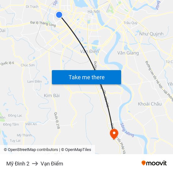 Mỹ Đình 2 to Vạn Điểm map