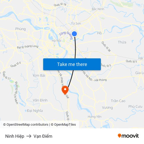 Ninh Hiệp to Vạn Điểm map