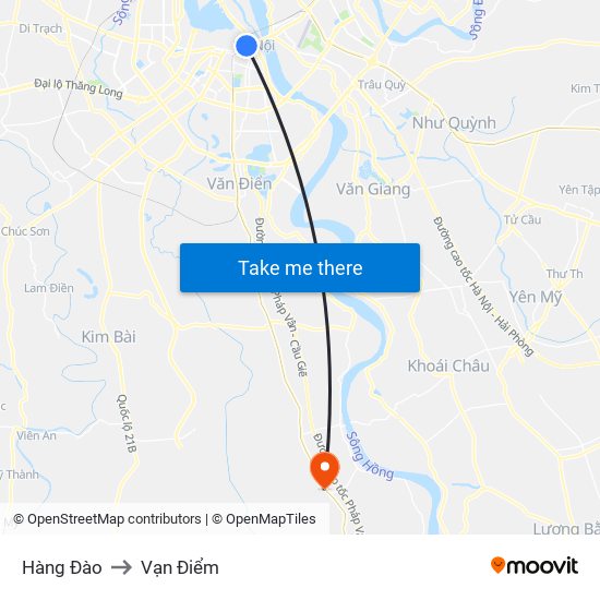 Hàng Đào to Vạn Điểm map