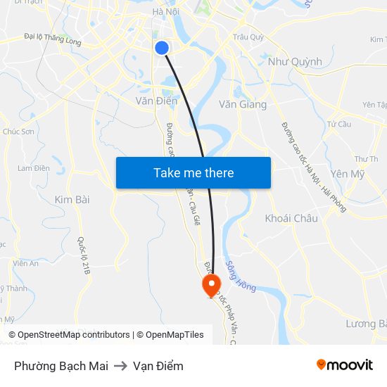 Phường Bạch Mai to Vạn Điểm map