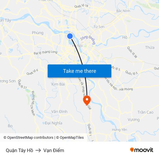 Quận Tây Hồ to Vạn Điểm map