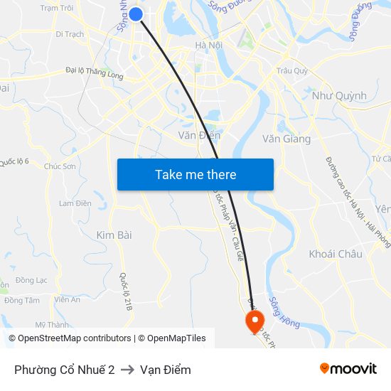 Phường Cổ Nhuế 2 to Vạn Điểm map